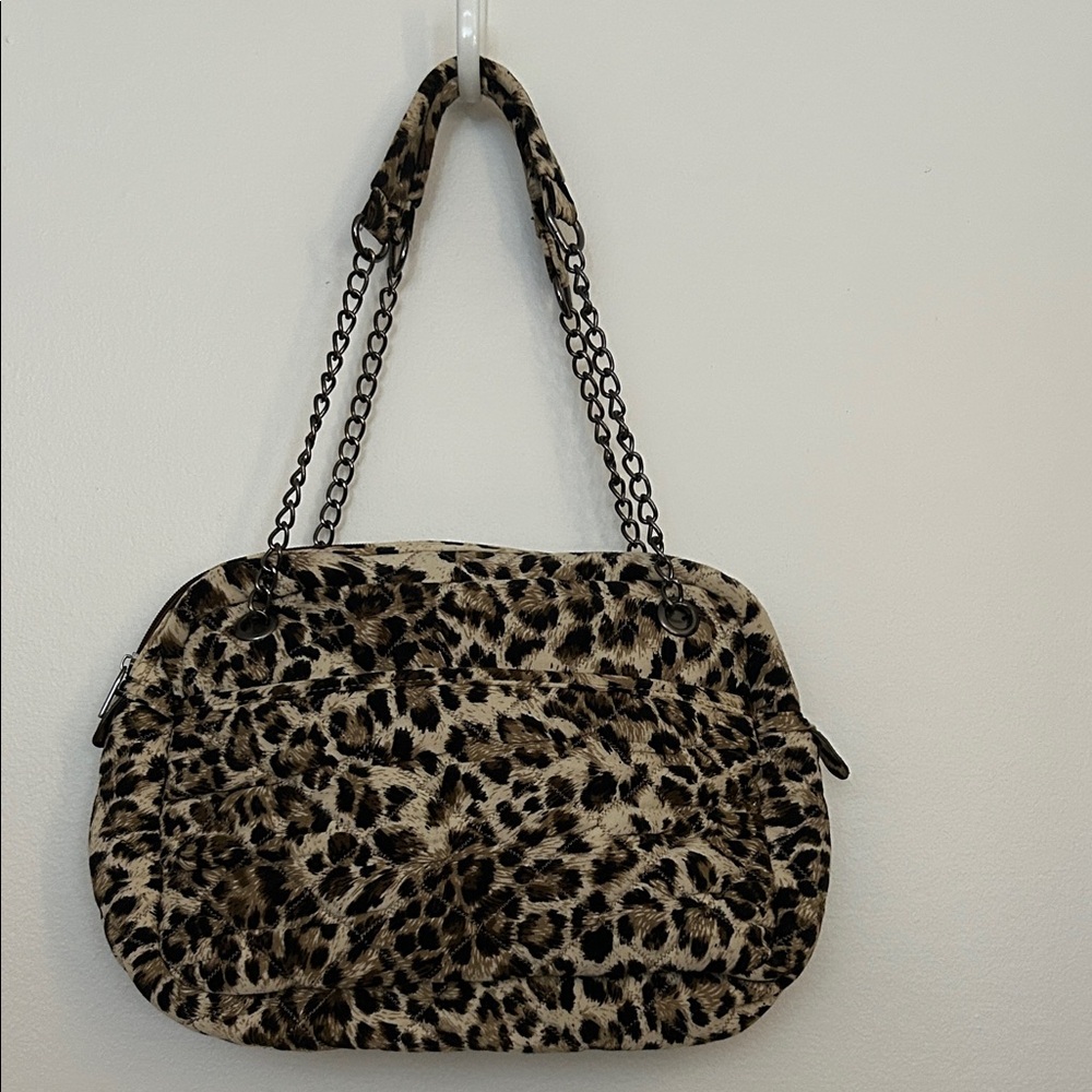 Leopard Print Chain Shoulder Bag